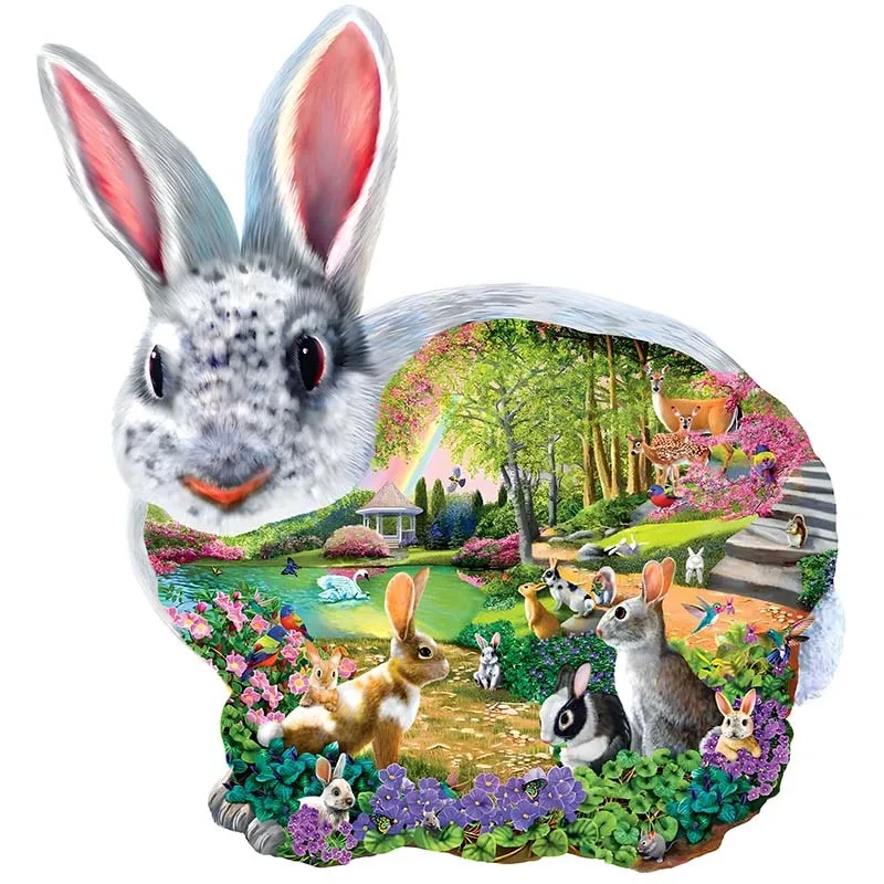 

Unique Shape Animal Wooden Puzzle Rabbit Forest Puzzle Art Toys Family Games Home Decoration Educational Toy for Kids Gift