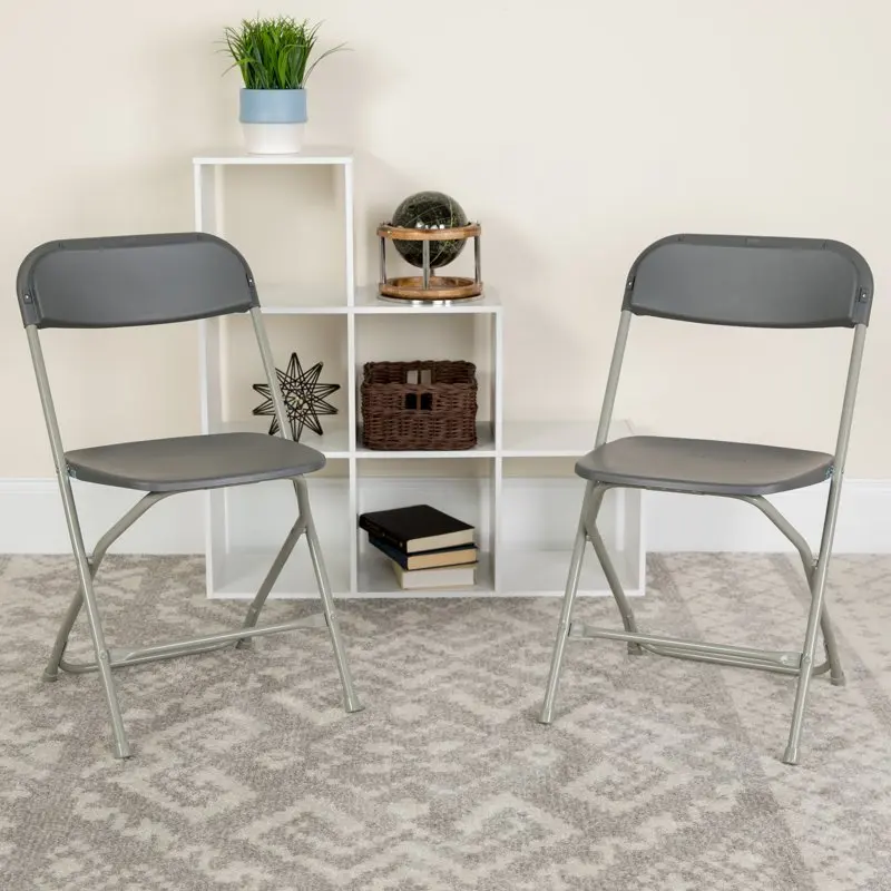 

Hercules™ Series Plastic Folding Chair - Grey - 6 650LB Weight Capacity Comfortable Event Chair-Lightweight Folding Chair
