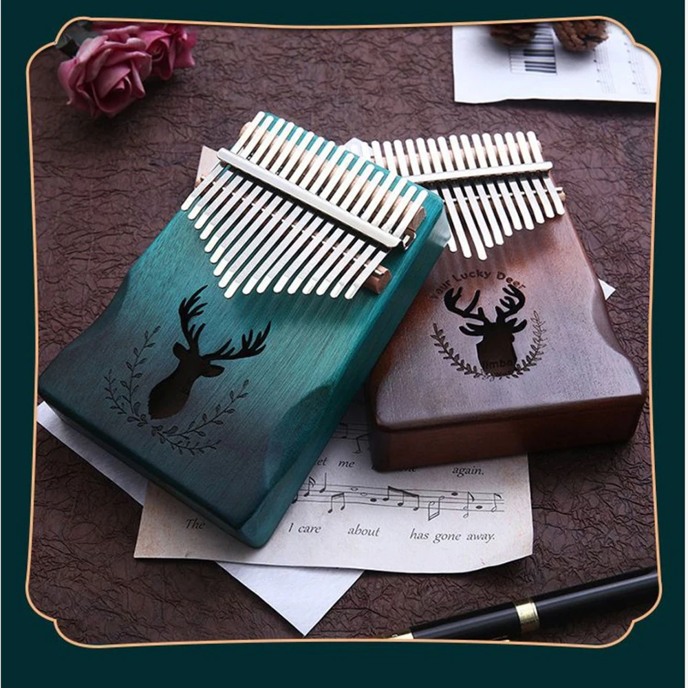 

Thumb Piano 17/21 Keys Finger Piano with Tune Hammer Study Instruction Portable Hand Piano Gifts for Music Instrument Lover