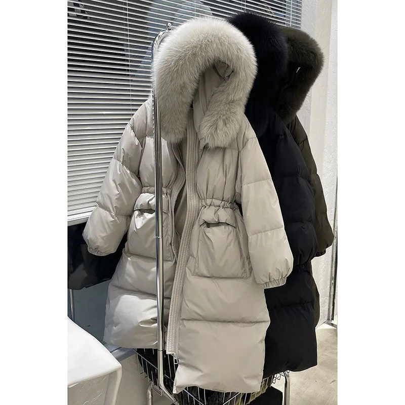 Long Puffer Jacket Women 2022 New Winter 90% White Duck Down Coat Female Thick Warm Hooded Big Raccoon Fur Snow Parkas enlarge