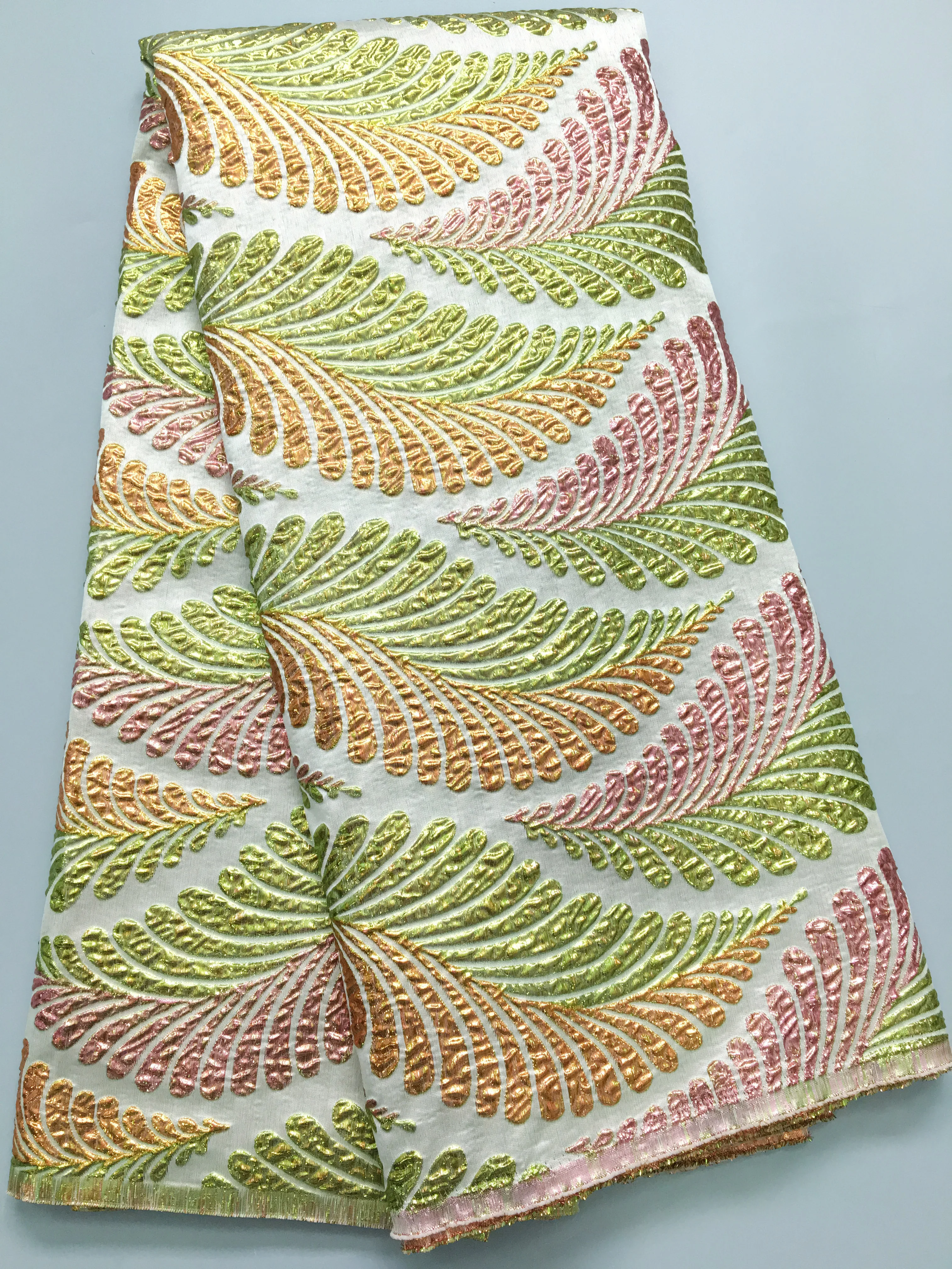 Высококачественная нигерийская жаккардовая парчовая кружевная ткань 2024