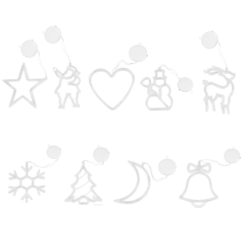 

Christmas Bell Snowman Star Lights Holiday Window Decor LED Sucker Lights For Party Home Decor Bell Battery Power