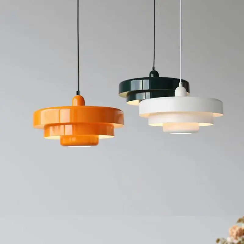 

Радужная Люстра для столового стола, бара, гостиной, кабинета, кафе, одноголовочная, оранжево-зеленая, Bauhaus