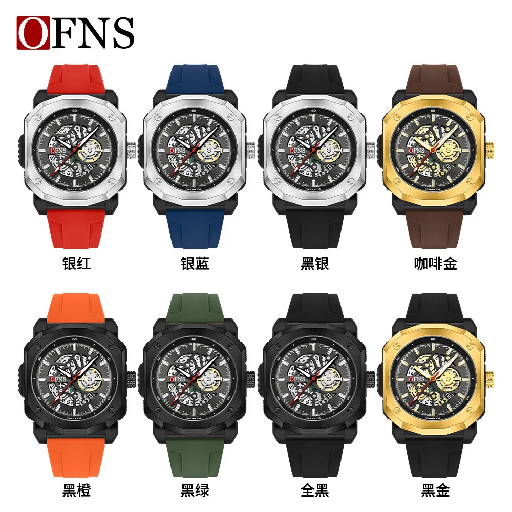 Фото Ofns Skeleton Luminous Waterproof Quartz Watch for Men Boys Teenagers Students Calendar Date Display Business Casual Wristwatch №4