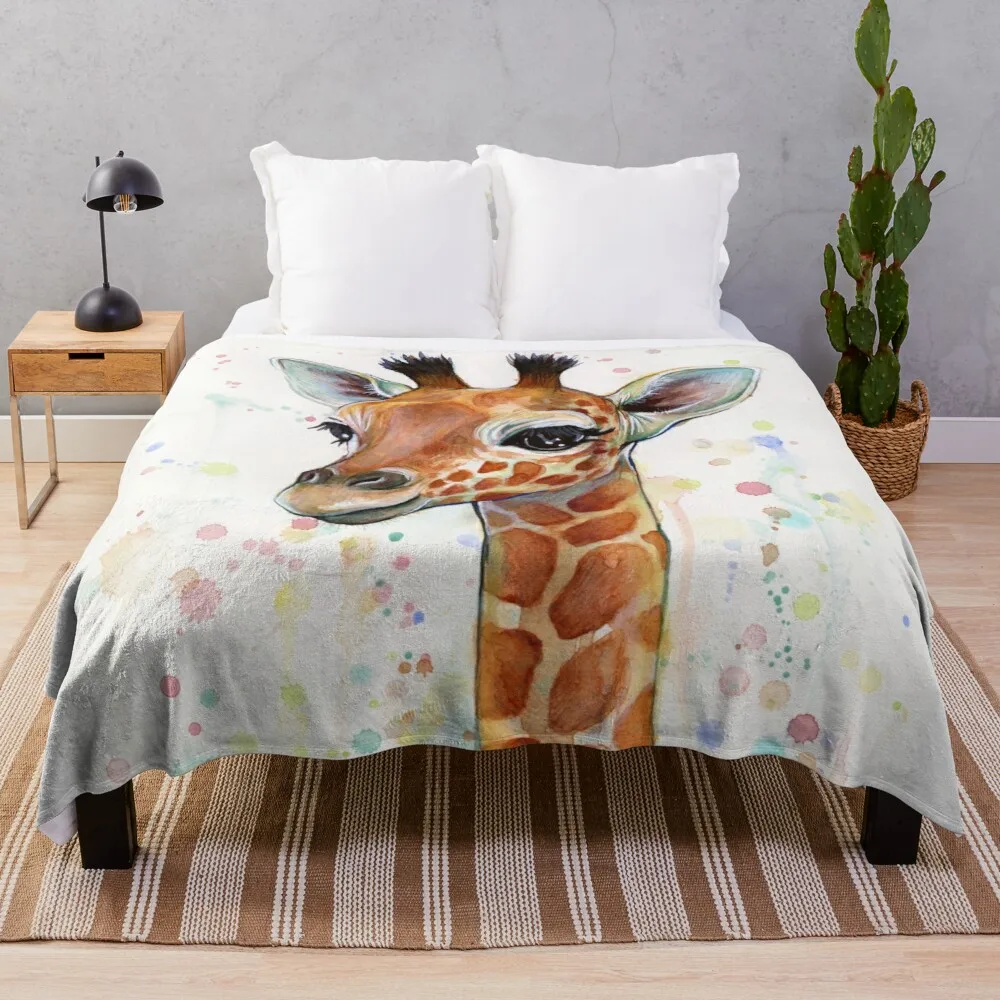 

Giraffe Wild Animal Throw Blanket Super Soft Lightweight Warm for Bed Sofa Couch Blanket King Queen Size Blanket Pattern Flannel