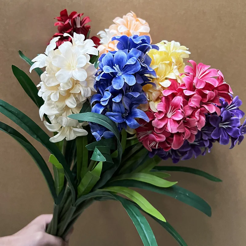 1pc Artificial Flower Hyacinth With Bulb Home Garden Wedding Table Diy Simulation Leaf Decorative Flowers Accessorie Plant