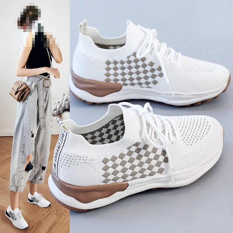 

Women Casual Sport Shoes Fashion Running Shoes Weave Air Mesh Sneakers Black Non Slip Footwear Breathable Jogging Shoes E187