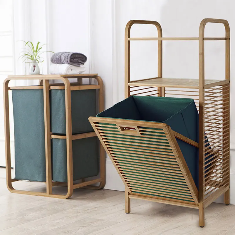 Multifunctional Bathroom Dirty Clothes Hamper Dirty Clothes Storage Bathroom Storage Side Pull Storage Bamboo Frame