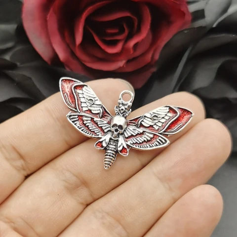 5 шт. 43*26 мм Готическая голова смерти Moth Charm,Wiccan Bug Подвеска, массивная омертвевшая голова Moth, сделай сам принадлежности для Ювелирные изделия с изображением ведьмы ручной работы