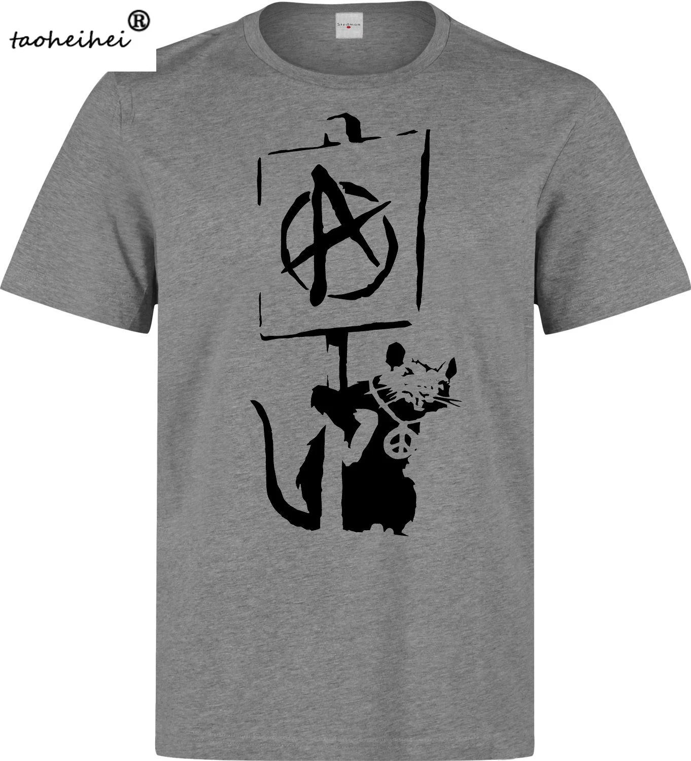 Бэнкси стрит-арт DMC анархия крыса холщовая надпись Топ Мужская одежда серая
