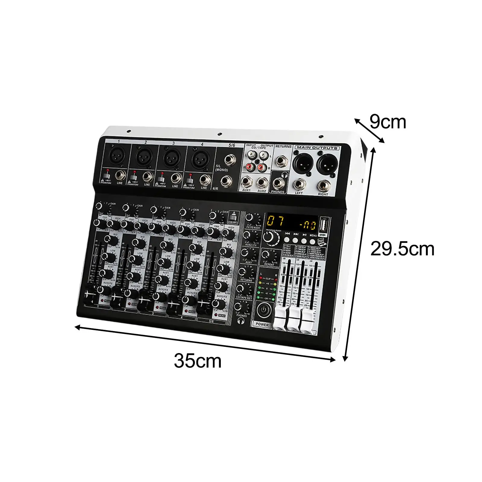 6 Channel Audio Mixer Equilibrium Regulation USB Port Compact Digital DJ Mini for Desktop Computer DVD/DVD Player Laptop
