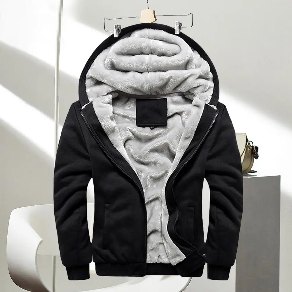

Men Outerwear Stylish Contrast Color Drawstring Jacket Long Sleeve All Match Men Hoodie