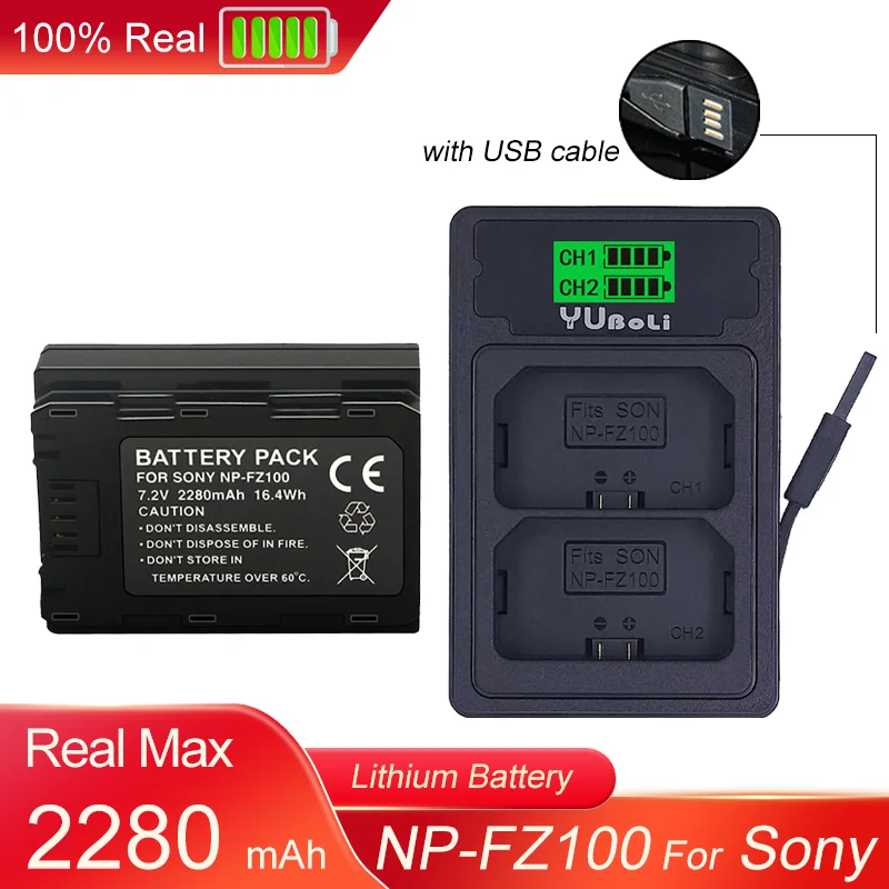 

Real Capacity 2280mAh NP-FZ100 Battery for Sony Alpha a7 III,Alpha a7R III,Alpha a9,Alpha 9R,A9R,Alpha 9S,a6600,A7C,Alpha9,ILCE9
