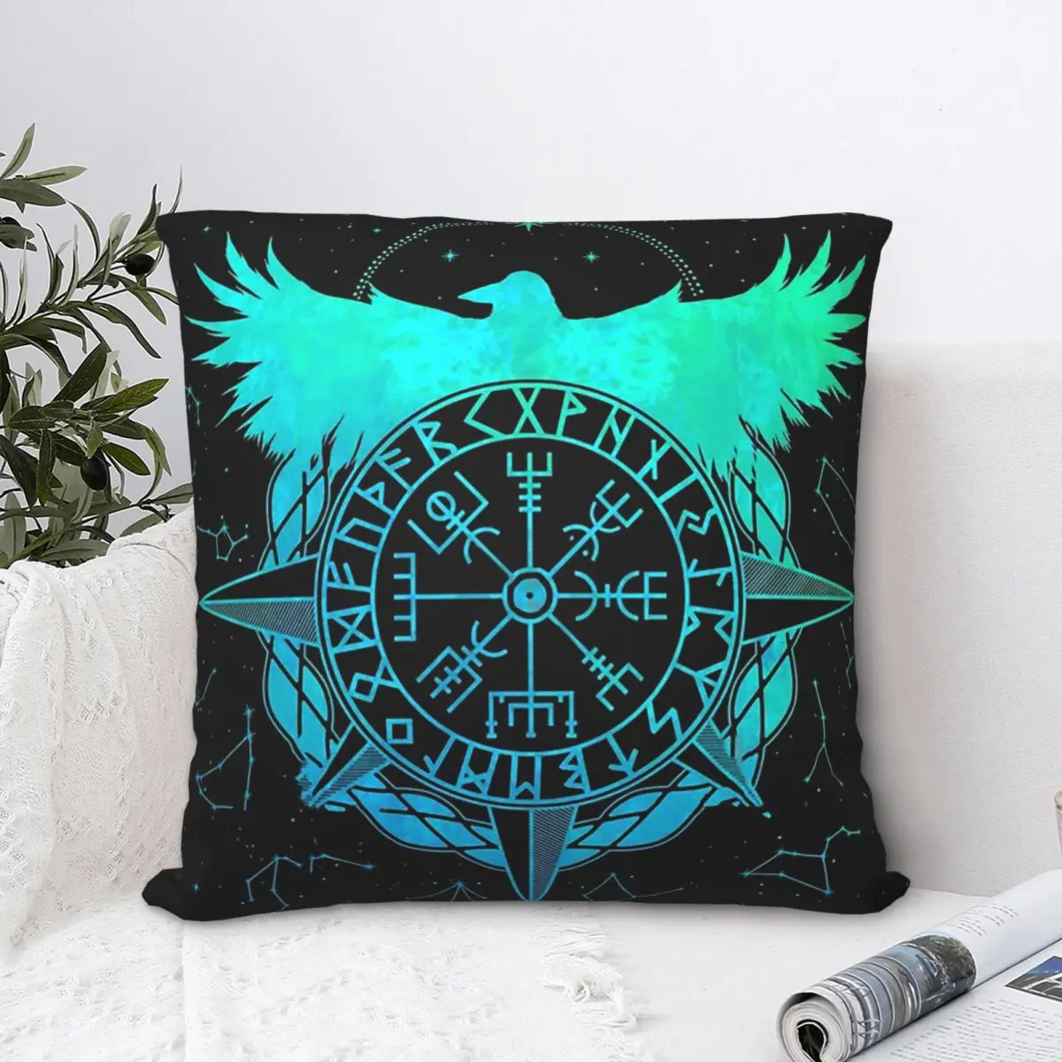 

Fate Vegvisir Polyester Cushion Cover Viking Vikings Home Car Decorative Washable