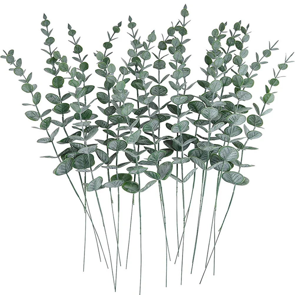 

Eucalyptus Artificial Leaves Greenery Fake Stems Faux Branch Arrangement Garland Floral Picks Realistic Plastic Decoration