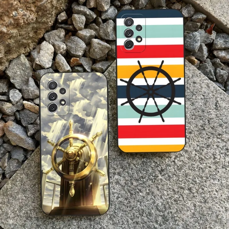 

Ship Rudder Phone Case For Sumsung S23 S22 S21 Plus Ultra A13 A23 A33 A53 A52 A51 A22 A30 A32 A50 Black Soft Cover