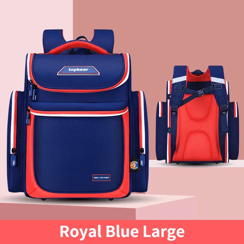 Children Simple British Style Royal Blue Backpacks New Girls Boys Students Tutorial Bags Kids Large Capacity Bag Back To School