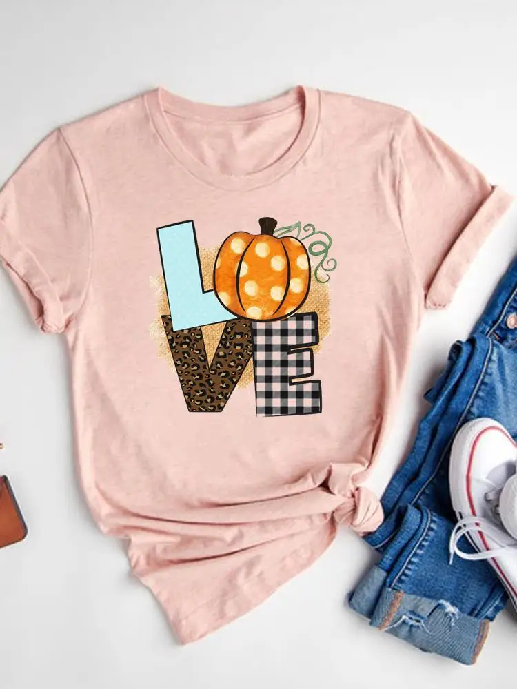 

Футболка женская осенняя базовая с графическим принтом на День Благодарения