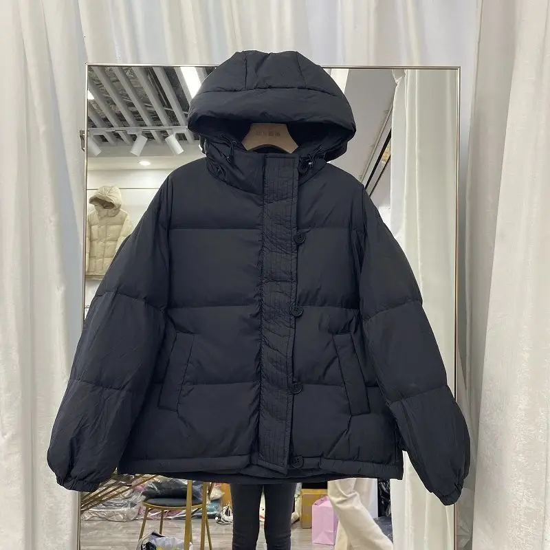 2023 Winter Women Warm White Duck Down Coat Female with Hooded Jacket Casual Loose Thickening Down Ladies Coats News M59