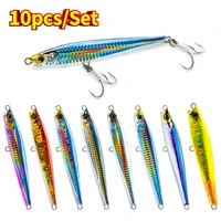 10pcsset 95mm 40g minnow pencil sea bass fishing lures 2022 japan tackle sinking swimbait ice fish whopper plopper pesca lot
