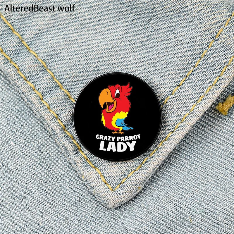 

Crazy Funny Parrot Printed Pin Custom Funny Brooches Shirt Lapel Bag Cute Badge Cartoon Jewelry Gift for Lover Girl Friends