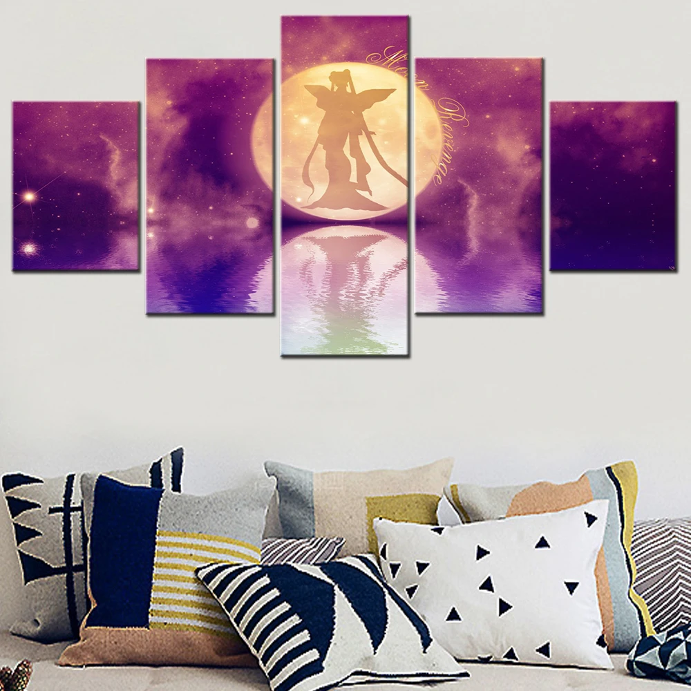 

HD Print Painting 5 Piece Anime Cartoon Sailor Moon Poster Modular Canvas Modern Wall Art Pictures Home Living Room Decoration