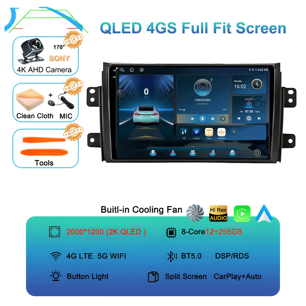 

Android15 Автомобильный радиоприемник для Suzuki SX4 2006-2013 Fiat Sedici 2005-2014 Мультимедийный видеоплеер Навигация 2din Carplay Стерео Аудио