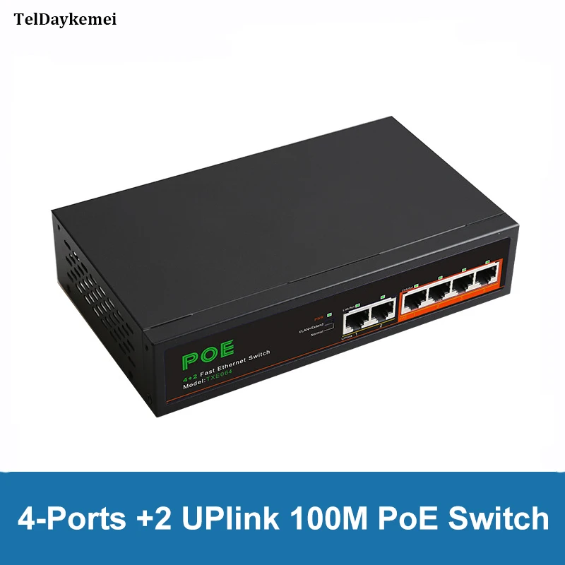Сетевой хаб RJ45 LAN для IP-камеры/беспроводного AP/Wi-Fi маршрутизатора 4 порта + 2