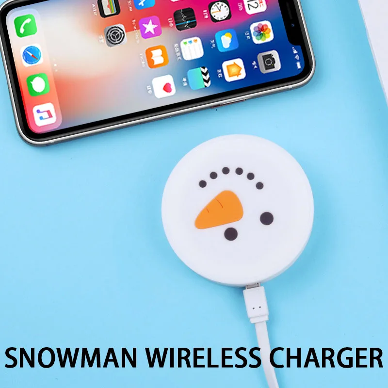 

10W Christmas Snowman Qi Wireless Charger for IPhone 12 11 Pro Xs Max Mini X Xr 8 Fast Wireless Charging for Samsung S8 S9 S10