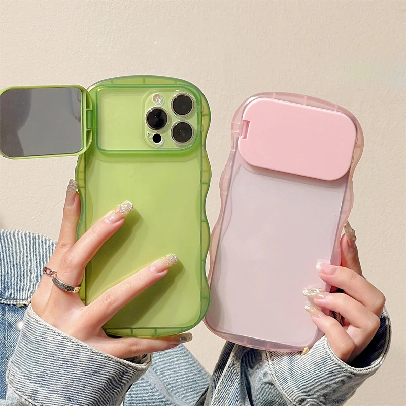 

Fashion Invisible Camera Flip Lens Mirror Holder Clear Soft Case For iPhone 14 12 11 13 Pro Max 14Pro Transparent Back Cover