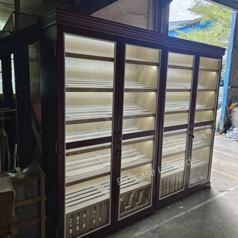 На заказ вишневый шкаф для сигар витрина с испанским кедровым дизайном магазина