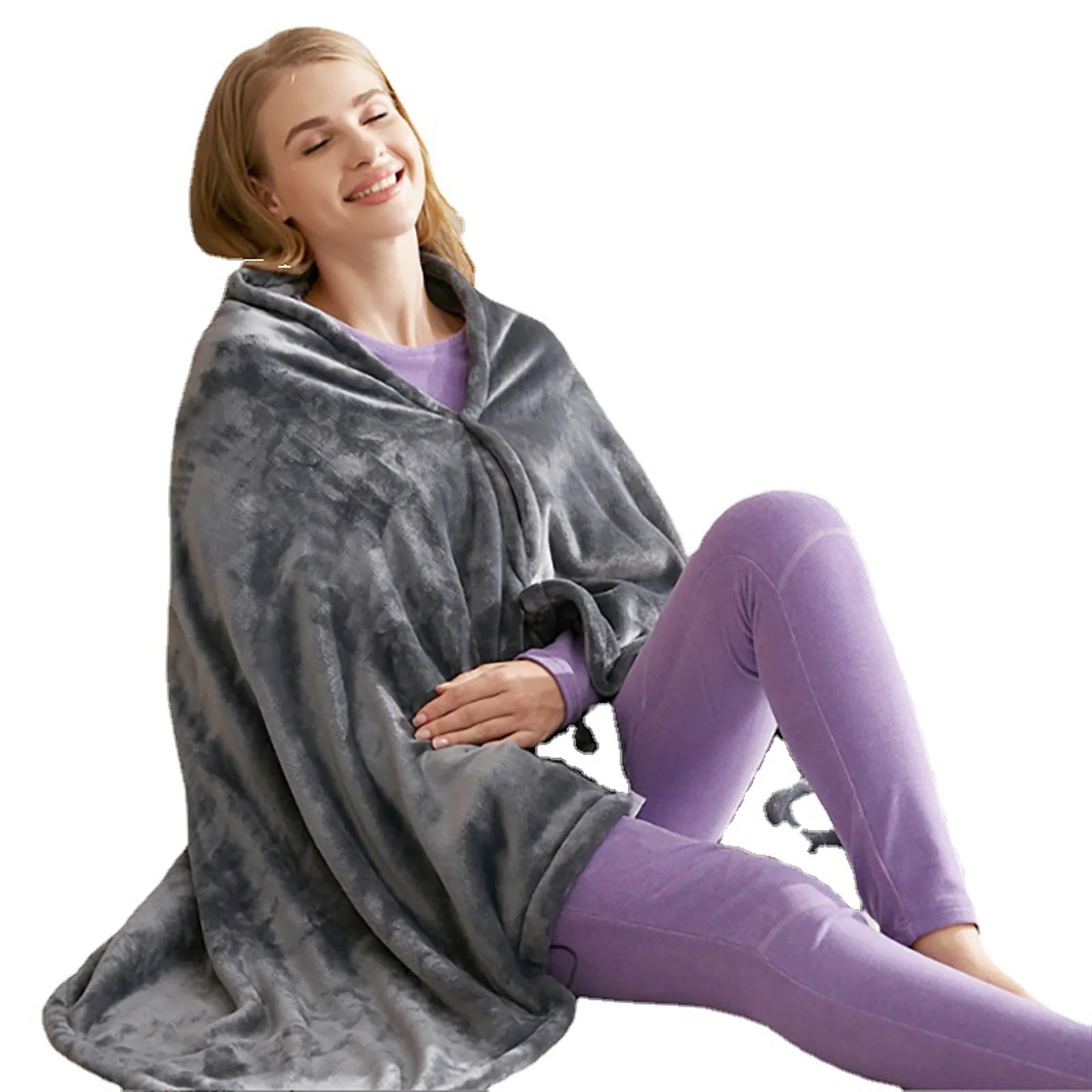 

USB Electric Heating Blanket Heated Warm Shawl 3 Gear Adjust Flannel Throw Blanket Winter Heats Up Quickly Heated Cape Pad