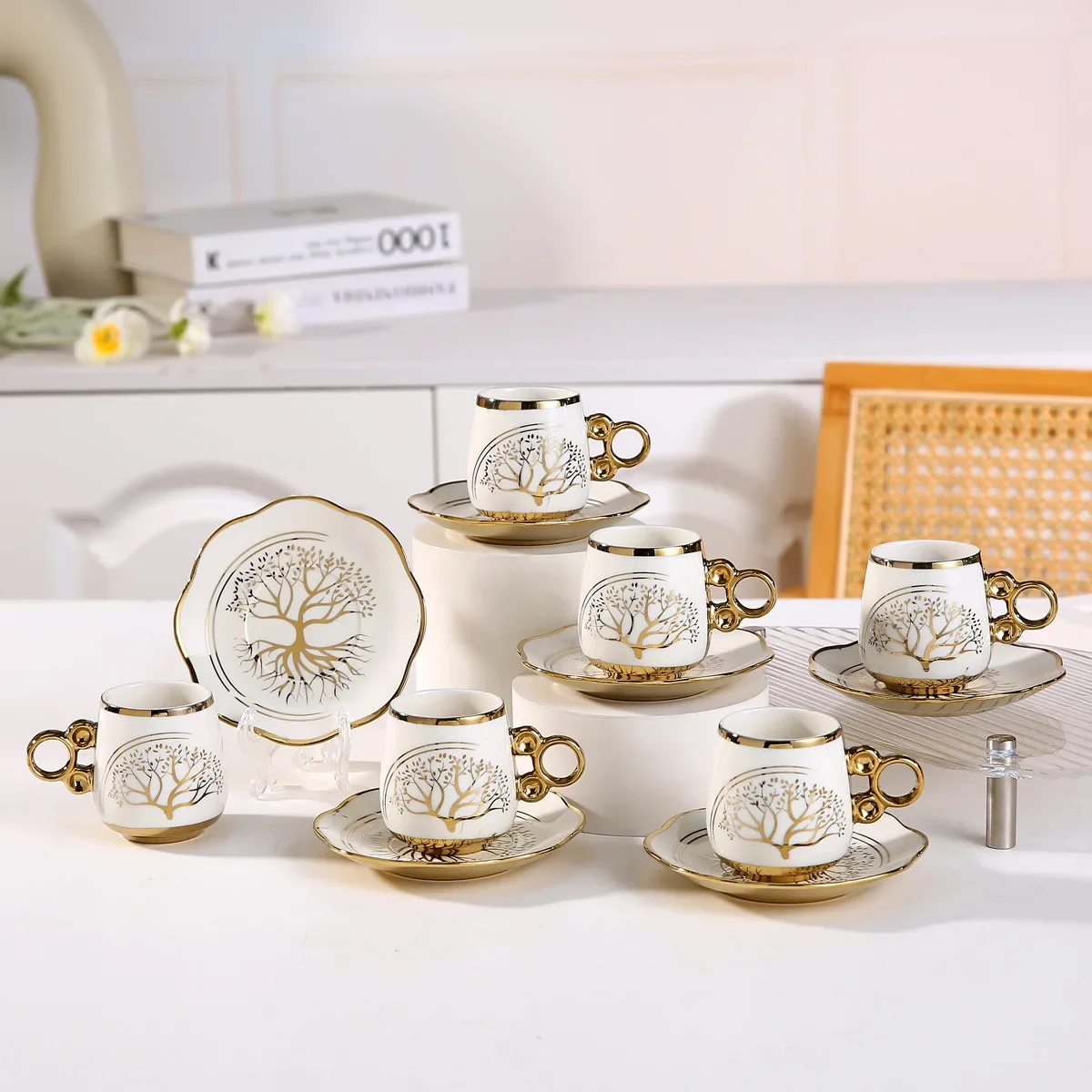 20 комплектов фарфоровые кофейные чашки с узором в виде дерева 6 шт. для эспрессо