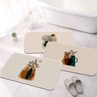 abstract vase plants flowers entrance door mat retro multiple choice living room kitchen rug non slip bedside area rugs