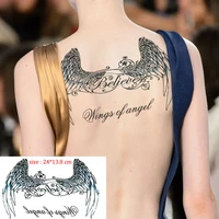 temporary breast back tattoo sticker angle wings letter flower fake tatoo flash tatto waterproof big body art for woman man kid