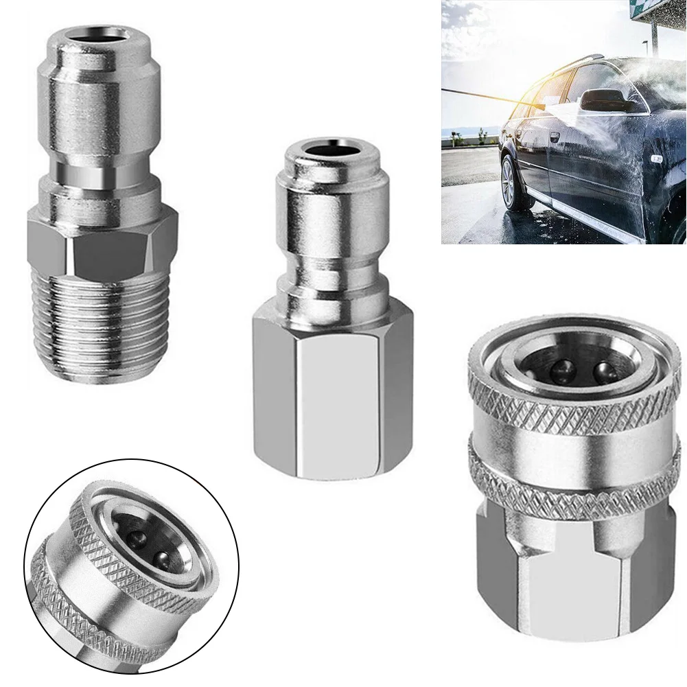 

3pcs 3/8 Inch Pressure Washer Adapters For Connecting Water Pipe Water Pump Telescopic Rods Stainless Steel Thread Adapter Parts