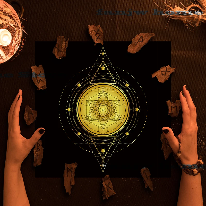 

Mystic divination tarot tablecloth altar cloth pagan clock pendulum witchcraft oracle card room home decor 85x85