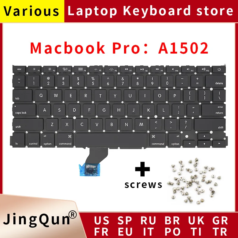 

New US/UK/RU/GR/FR/SP/BR/IT/PT/PO/TR/TI Laptop Keyboard For Apple Macbook Pro Retina 13" A1502 Replacement Notebook Keyboard