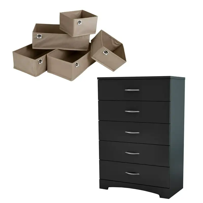 

Black 5-Drawer Chest & Organizers