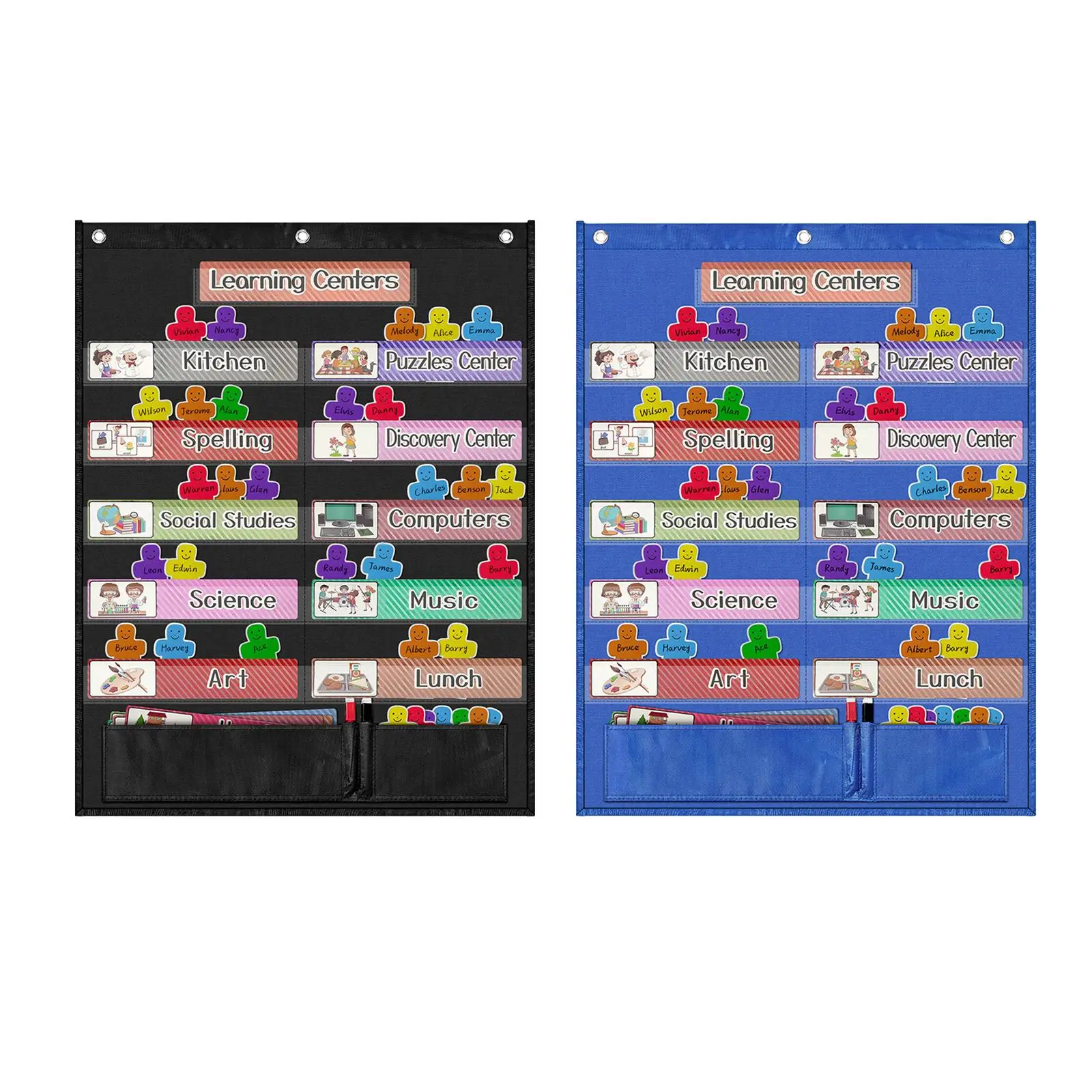 Educational Chart Durable Reusable Wall Hanging Learning Center Pocket