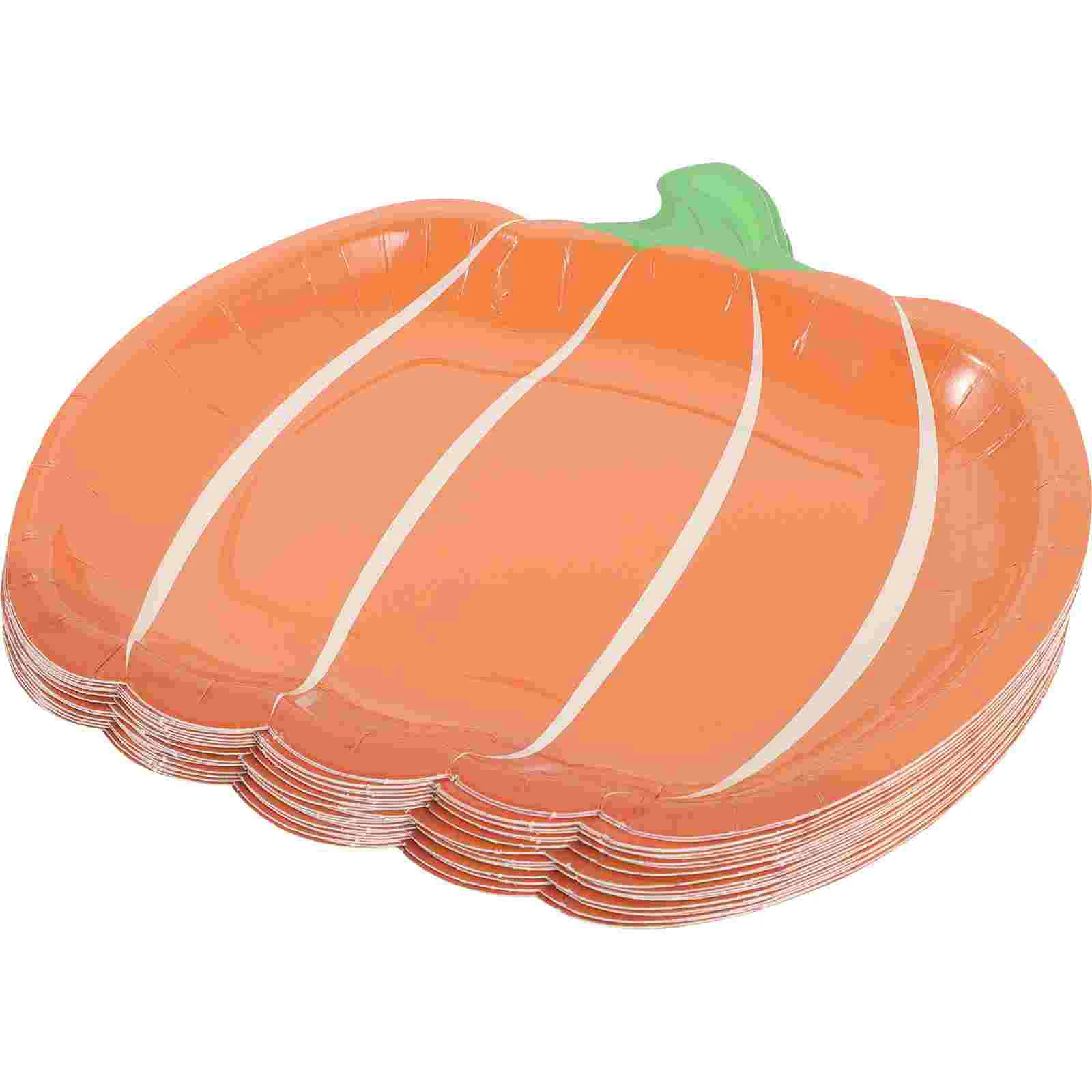 

25pcs Food Plates Stackable Plate Pumpkin Plate Disposable Dinner Plates Halloween Party Favor