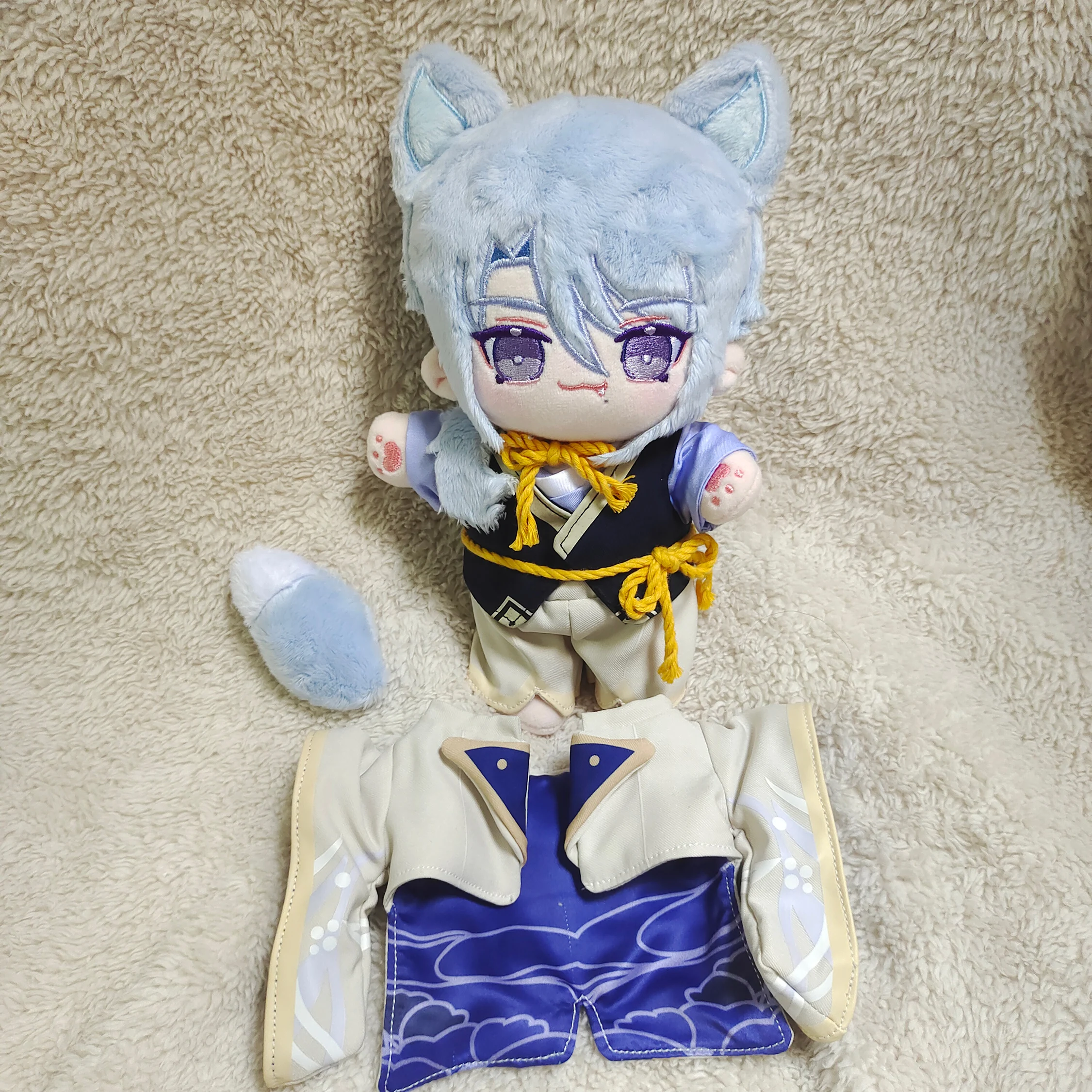 

Game Genshin Impact Kamisato Ayato 20cm Soft Plush Stuffed Fox Ears Doll Toy Anime Plushie Clothes Clothing Cute Cosplay Gifts