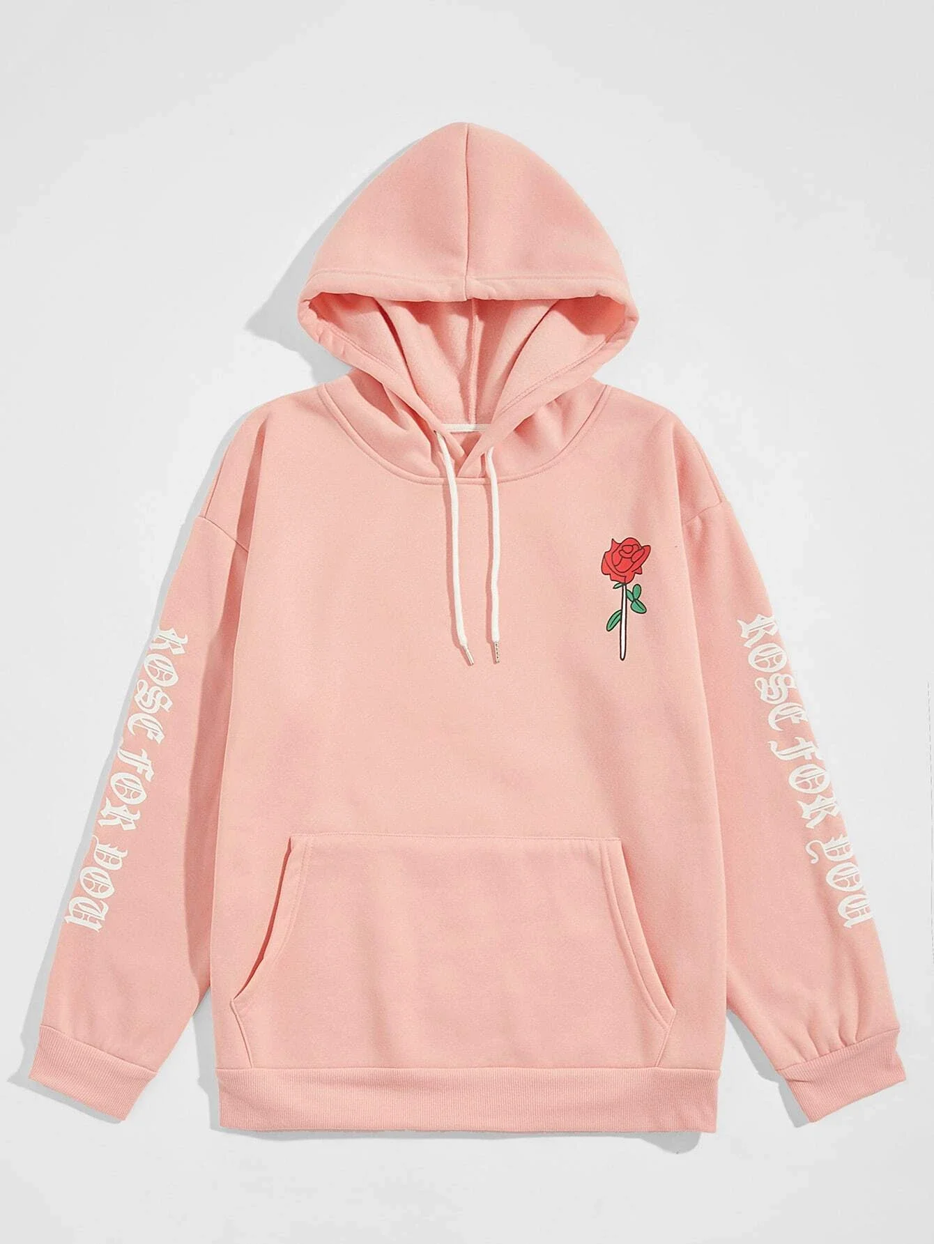 

Men Flower And Letter Graphic Kangaroo Pocket Drawstring Hoodie
