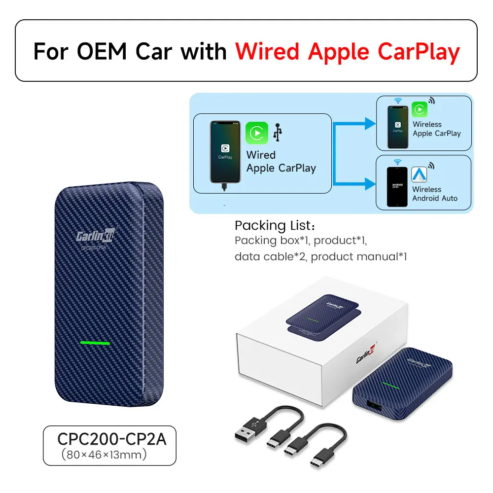 

CarlinKit 4.0 5.0 Беспроводной адаптер CarPlay Многопользовательский CarPlay Box Android Auto Dongle для Audi Mazda Kia Toyota VW Citroen Ford