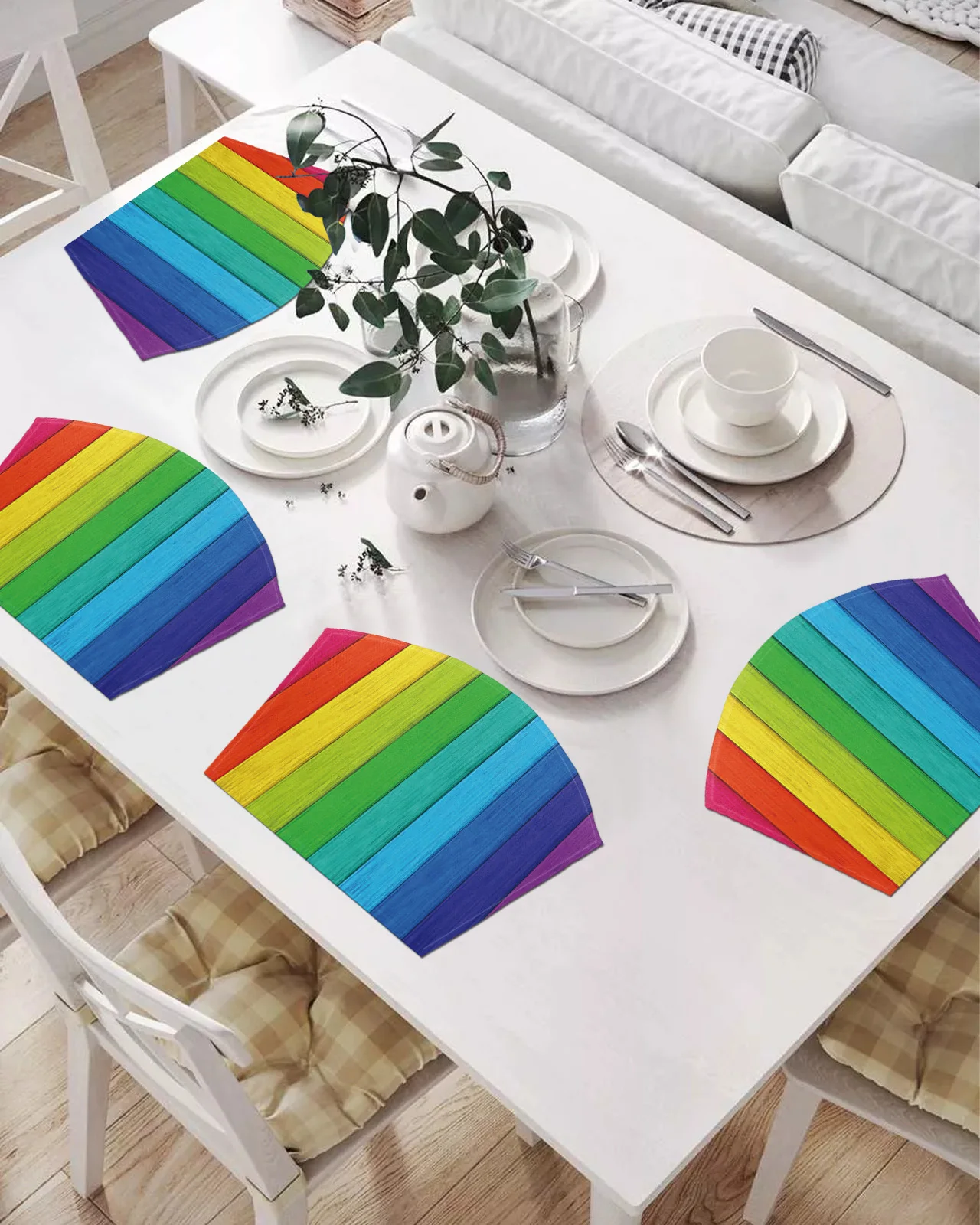 

2/4/6 шт. набор подставок в форме веера радужные винтажные коврики для стола под дерево Подставка под чашу коврик Рождественский домашний дек...