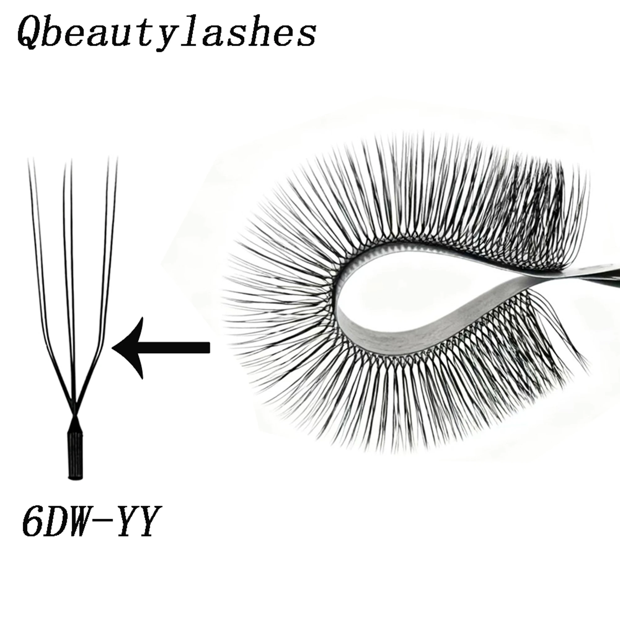 Фото Qbeautylash Cílios 3D 6D W U-образные наращивание ресниц Двойные 3D готовые вееры Объемные ресницы Натуральные норковые накладные ресницы №2