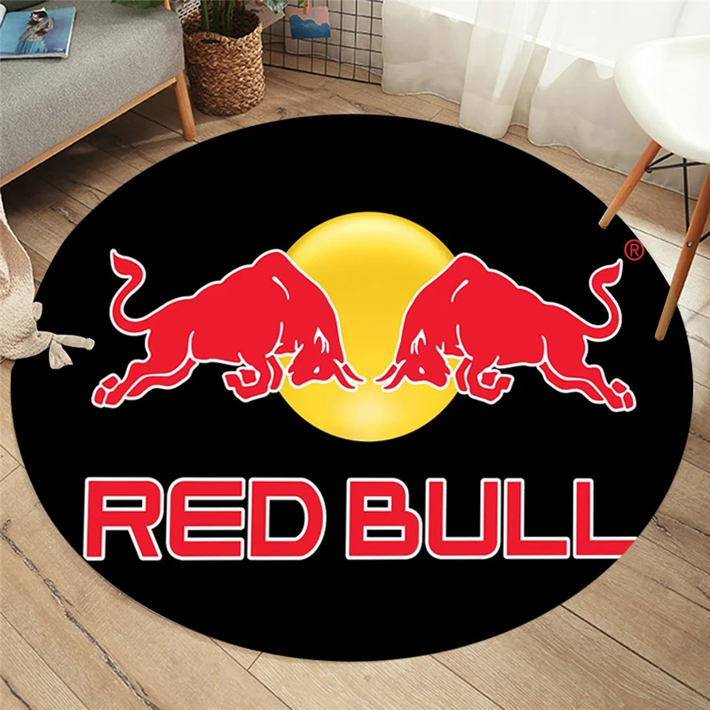 Красный бык 3D Печатный круглый ковер домашний декор мягкий фланелевый коврик для