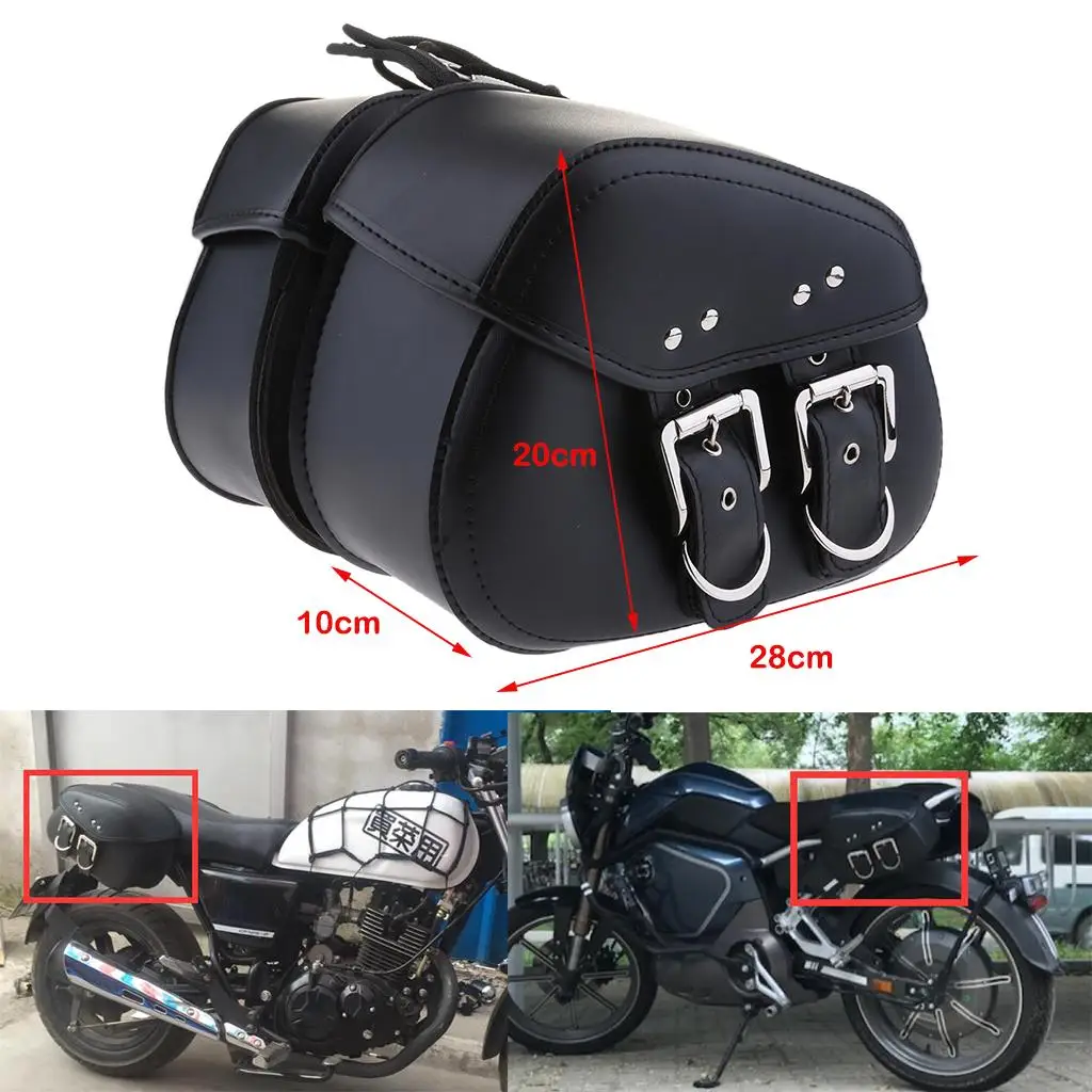 

Universal Black Motorcycle PU Leather Rider Studded Motorbike Saddle Bag