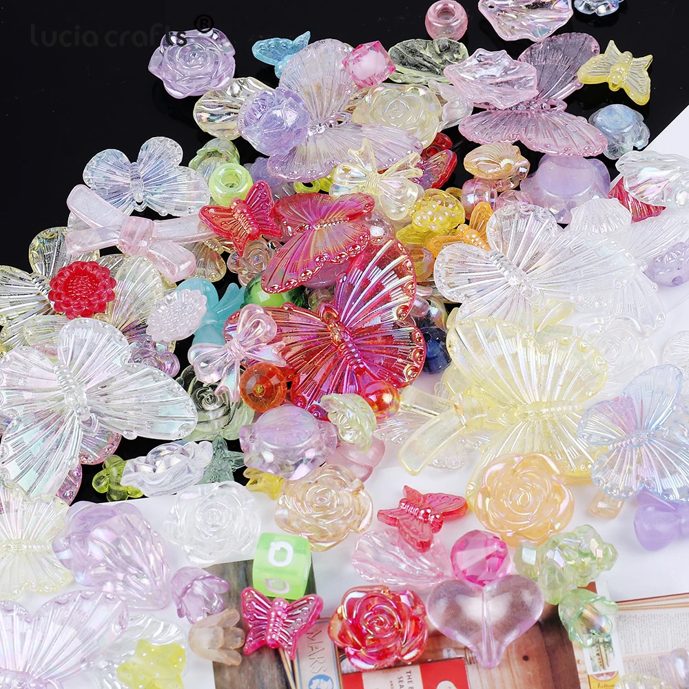

20g Random Mix Acrylic Beads Butterfly Heart Flower Loose Beads For DIY PhoneChain Bracelet Jewelry Making Accessories R0837