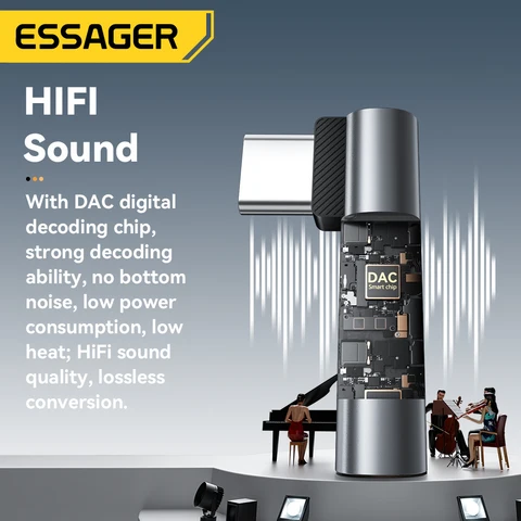 Аудиоадаптер Essager Type C на разъем 3,5 мм, адаптер для наушников для Xiaomi Huawei, Samsung, адаптер Lightning на 3,5 мм для iPhone 14